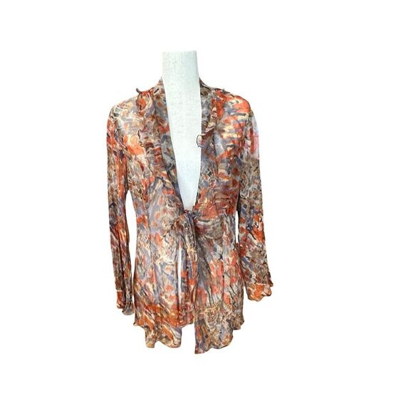 NWT Nic + Zoe Long Sleeve Sheer Silk Ruffle Neckline Blouse Size XL - Picture 13 of 13